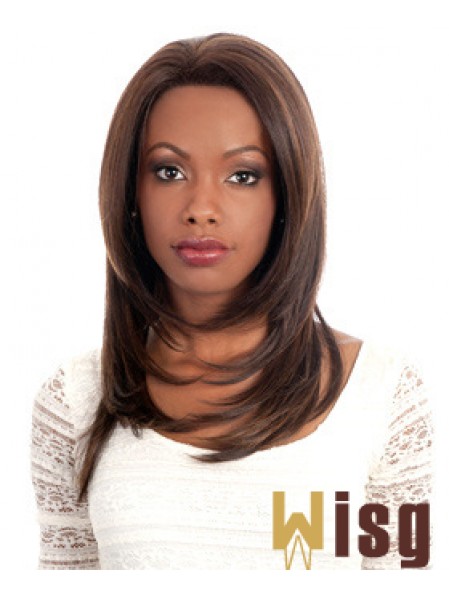 Convenient Auburn Long Without Bangs Straight Glueless Lace Front Wigs