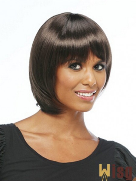 Chin Length Black Straight Bobs High Quality African American Wigs