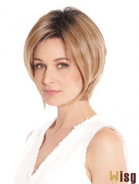 Blonde Designed Straight Short Synthetic Bob Wigs