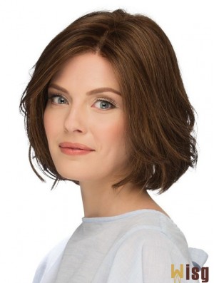 10 inch Chin Length Natural Brown Wavy Bob Wigs