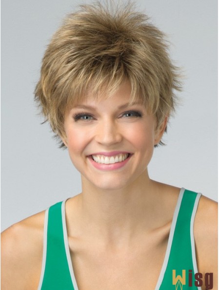 Short Pixie Cut Synthetic Wig Blonde Color Cropped Length Boycuts