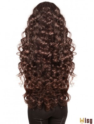 Long With Bangs Curly Brown Fashionable Synthetic Wigs
