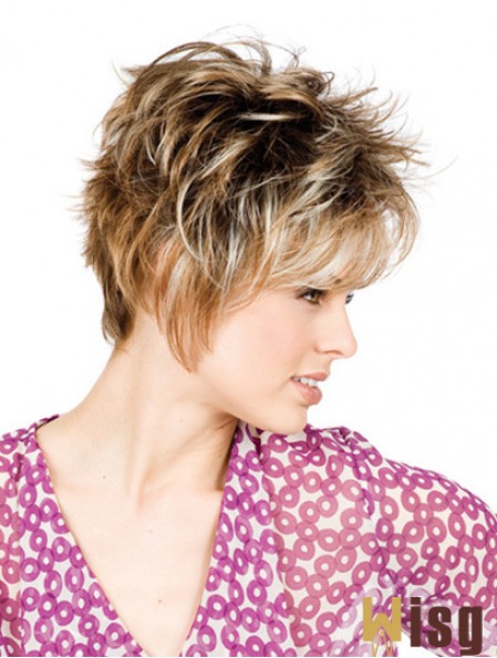 New 8 inch Straight Blonde With Bangs Short Wigs