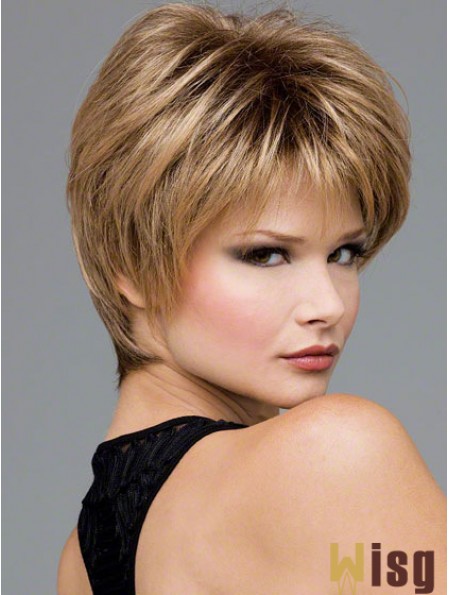 Short Wavy Boycuts Blonde Synthetic Wavy Lace Front Wigs