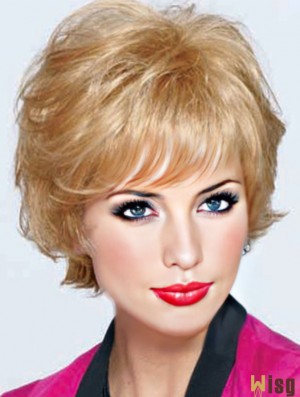 Best Blonde Short Wavy Classic Monofilament Wigs