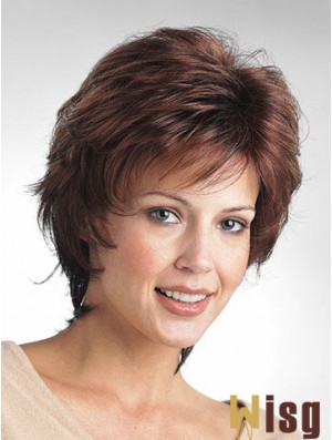 Wavy Layered Short Comfortable Brown Synthetic Wigs