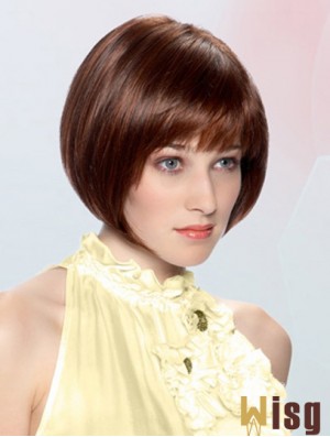 Straight Chin Length Auburn 10 inch Lace Front Durable Bob Wigs