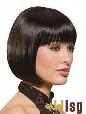 Chin Length Bobs Straight Black Sassy Synthetic Wigs