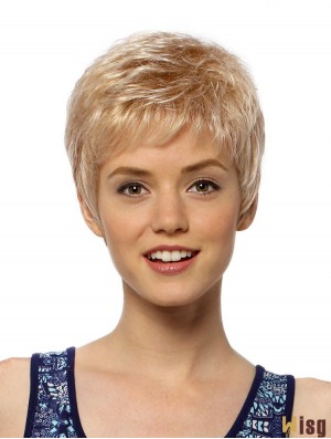 Flexibility 4 inch Straight Blonde Boycuts Short Wigs