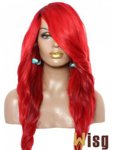 Wavy With Bangs Lace Front Amazing 22 inch Red Long Wigs