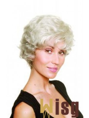 Synthetic Chin Length Wavy Capless Elderly Lady Wigs