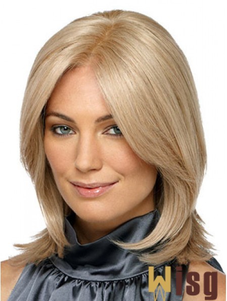 Shoulder Length Without Bangs Straight Blonde Designed Synthetic Wigs