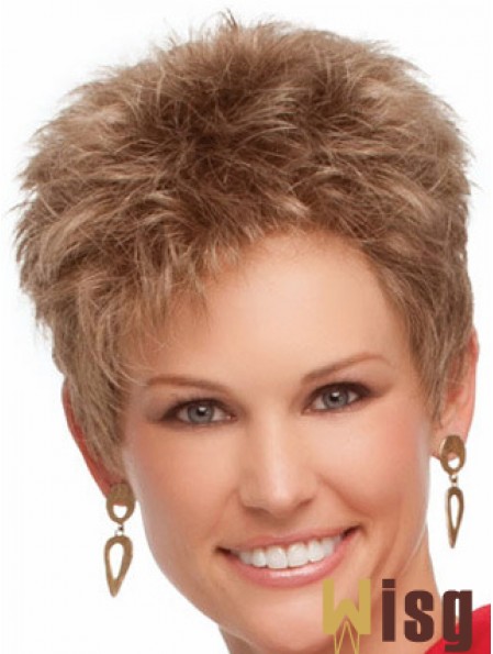 Cropped Boycuts Wavy Blonde Suitable Synthetic Wigs