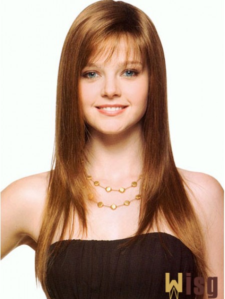 Long With Bangs Straight Brown New Synthetic Wigs