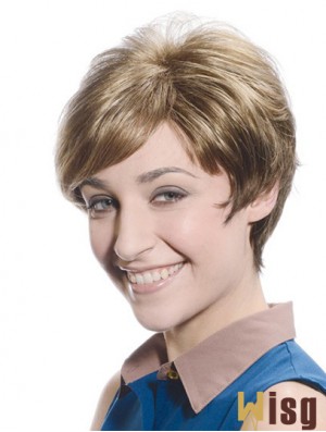 Soft Brown Short Boycuts Straight Glueless Lace Front Wigs