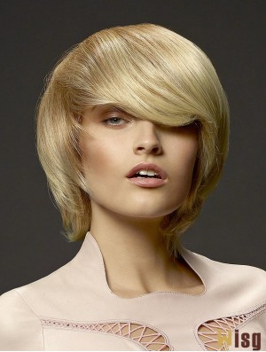 No-Fuss 8 inch Straight Blonde With Bangs Short Wigs