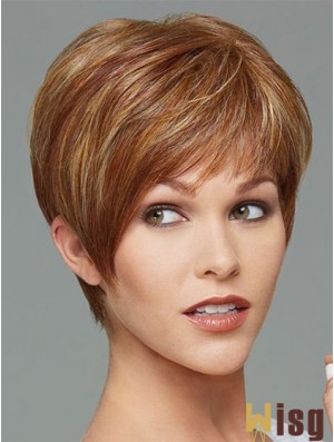 Cropped Boycuts Straight Brown Stylish Synthetic Wigs