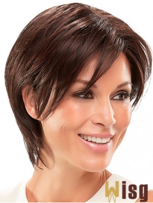 Straight Auburn Synthetic Layered 8 inch Short Wig