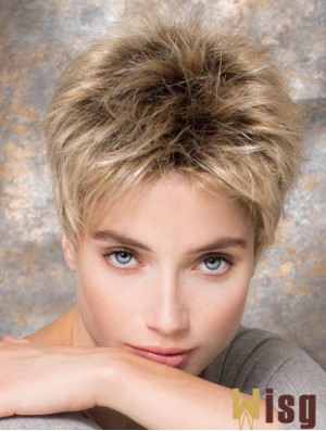 4 inch Blonde Synthetic Boycuts Straight Short Hair