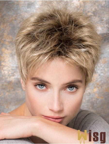 4 inch Blonde Synthetic Boycuts Straight Short Hair