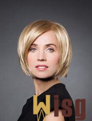 10 inch Straight Blonde Synthetic Chin Length Monofilament Wig Bob