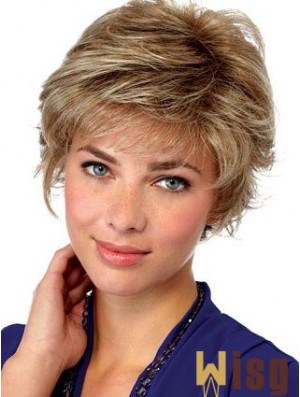 Hairstyles Blonde Short Wavy Layered Lace Front Wigs
