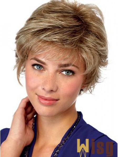 Hairstyles Blonde Short Wavy Layered Lace Front Wigs