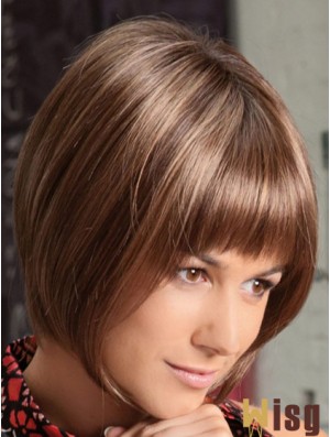 Lace Front Chin Length Straight Auburn Soft Bob Wigs