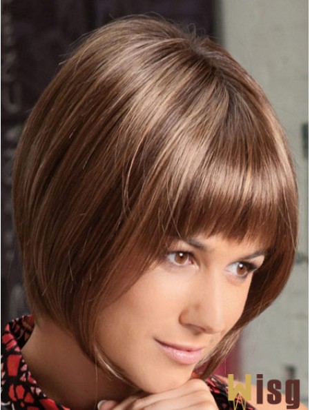 Lace Front Chin Length Straight Auburn Soft Bob Wigs