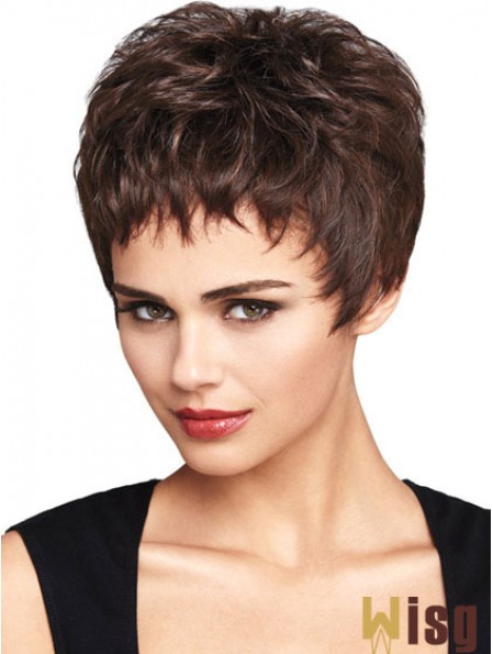 Natural Auburn Cropped Wavy Boycuts Lace Front Wigs