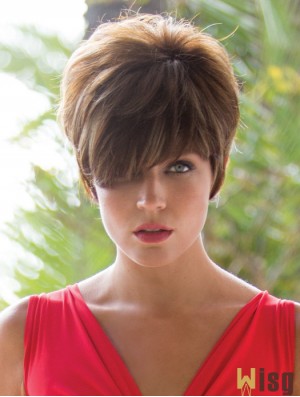 Brown 8 inch Trendy Short Wavy Boycuts Lace Wigs