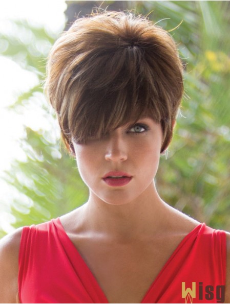 Brown 8 inch Trendy Short Wavy Boycuts Lace Wigs