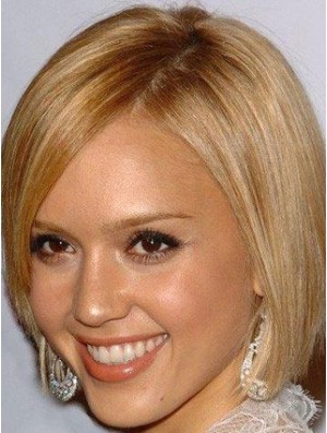 Straight 100% Hand-tied Bobs Chin Length Blonde Online  Wigs