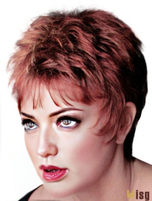Boycuts Cropped Straight Red 4 inch Fashion Monofilament Wigs