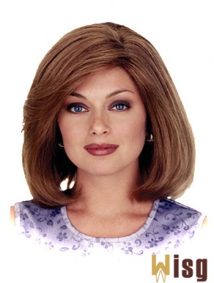 Straight Shoulder Length Auburn 12 inch 100% Hand-tied Ideal Bob Wigs