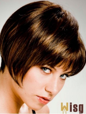 Straight Chin Length Brown 10 inch Capless Stylish Bob Wigs