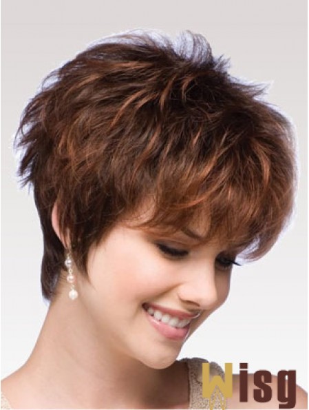 Auburn Wig Boycuts Auburn Color Short Length Wavy Style