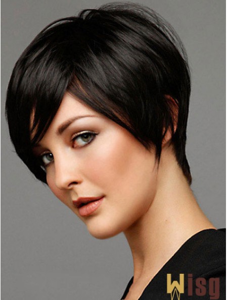 Short Wig With Capless Black Color Boycuts Straight Style