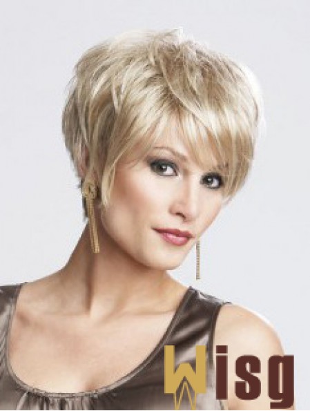 8 inch Sassy Straight Layered Blonde Short Wigs