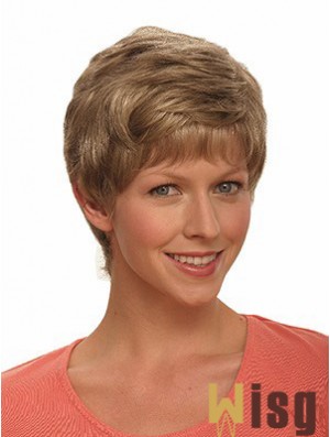 Boycuts Wavy Brown Capless Incredible Short Wigs