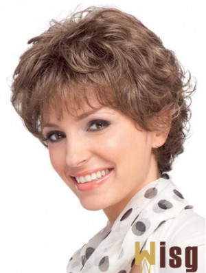 Modern Auburn Short Wavy Layered Human Hair Wigs