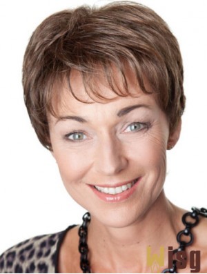Wavy Boycuts Short Flexibility Brown Synthetic Wigs