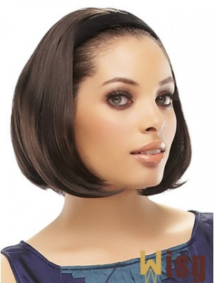 Brazilian Brown Straight Chin Length Half A Wig