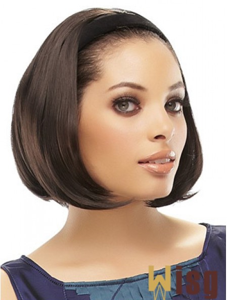 Brazilian Brown Straight Chin Length Half A Wig