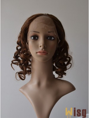 12 inch Lace Front Curly Brown Convenient U Part Wigs