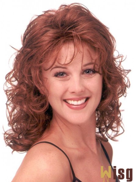 Red Wig Shoulder Length Curly Style With Capless Classic Cut