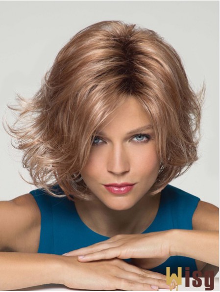 Chin Length Layered 10 inch Wavy Blonde Medium Wigs