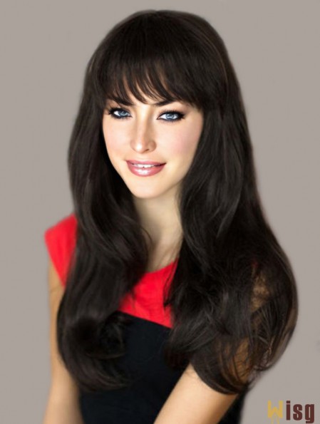 Amazing Black Straight With Bangs Capless Long Wigs