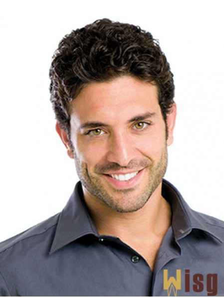 Lace Front Wavy Cropped Synthetic Brown Short Men's Wigs