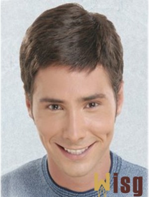 Brown Short Straight Synthetic Lace Front Best Mens Wigs